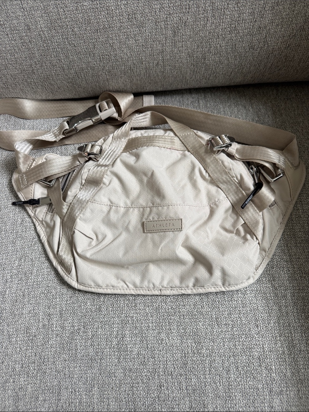 Athleta Cream Athletic Sling Belt Bag pearl